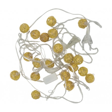 Karácsonyfa-füzér, arany gömbök, 4 m hosszú