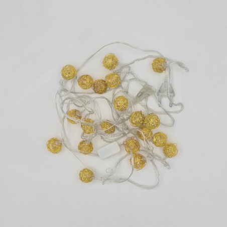 Karácsonyfa-füzér, arany gömbök, 4 m hosszú