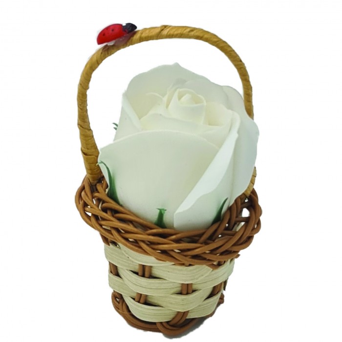            Aranjament floral cos decorativ floare, mic, alb
         