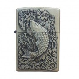 Запалка тип Zippo, 3D релеф, метална, риба и течност Zippo 125 мл P2