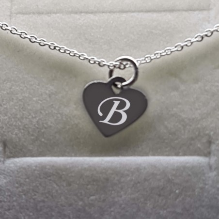 Bratara argint 925, 25 cm,  si charm argint inima, gravat peronalizat cu litera ta