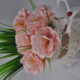 Bicicleta, aranjament floral trandafiri "Cosulet cu flori", flori de sapun, model M4, 30x17x15 cm 2
