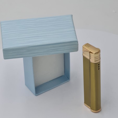 Bricheta Metalica cu Gaz, Antivant, Model Robotic Slim, Reincarcabila, Auriu, Cutie, Personalizata