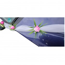Aranjament floral, masini, tematica nunta, roz, 3 m, trandafiri 2