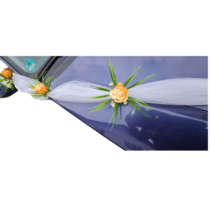            Aranjament floral, masini, tematica nunta, portocaliu, 3 m, trandafiri
         