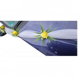 Aranjament floral, masini, tematica nunta, galben, 3 m, trandafiri 2