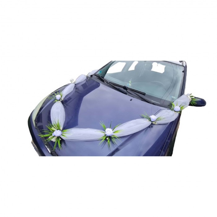            Aranjament floral, masini, tematica nunta, albastru, 3 m, trandafiri
         