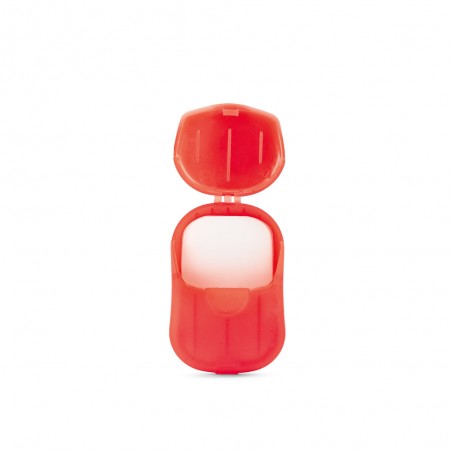 Kit sapuniera, 20 foi de sapun, 70 x 43 x 16 mm, model simplu, rosu