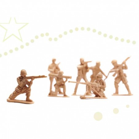 Játék katonai készlet, 40 katona, kiegészítők, 5 cm