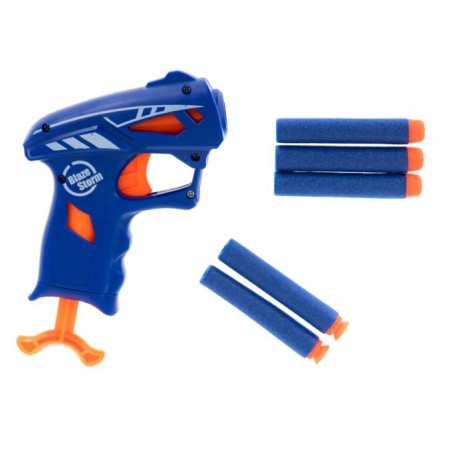 Pistol, gloante moi, albastru, model dinamic, 5 gloante, 10 x 14 x 3 cm
