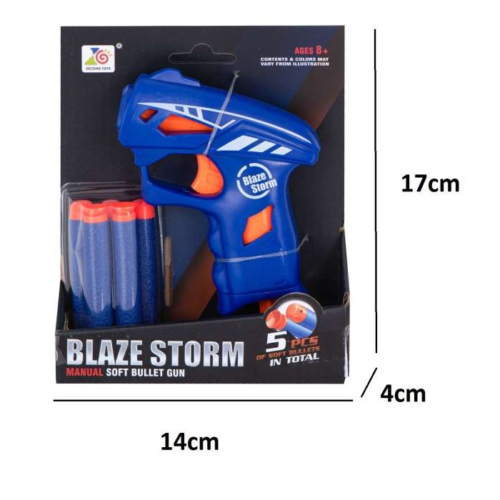            Pistol, gloante moi, albastru, model dinamic, 5 gloante, 10 x 14 x 3 cm
         