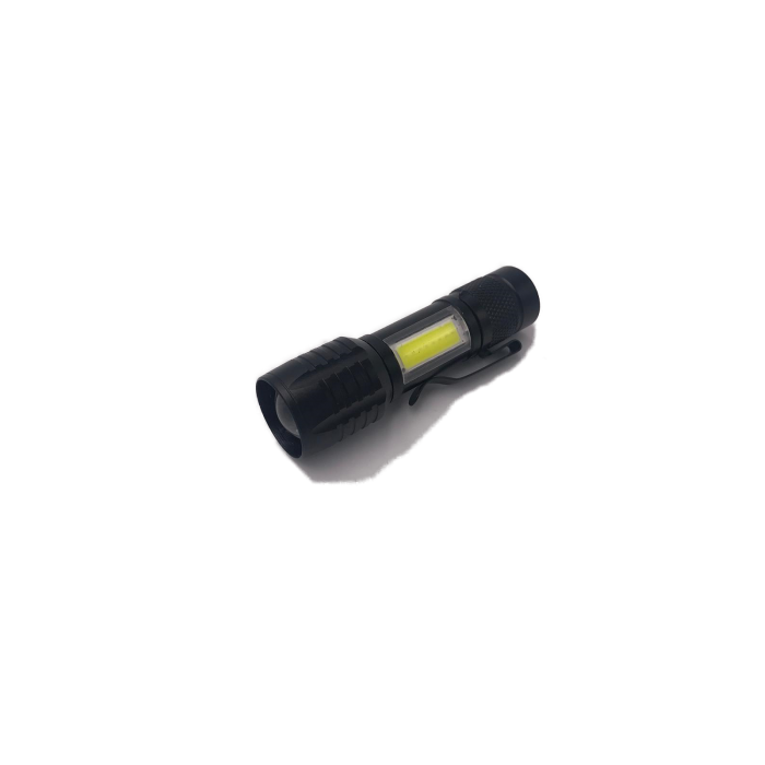            Lanterna cu incarcare USB, doua LEDuri, negru, reglabila, aluminiu, 9x2.5x2 cm
         