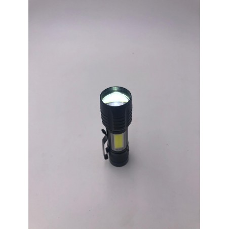 Lanterna cu incarcare USB, doua LEDuri, negru, reglabila, aluminiu, 9x2.5x2 cm