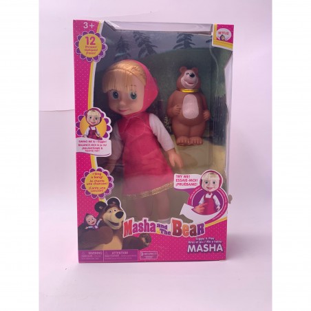 Jucarie Papusi Masha si Ursul, Masha cu Scufita Roz, Ursul, Plastic