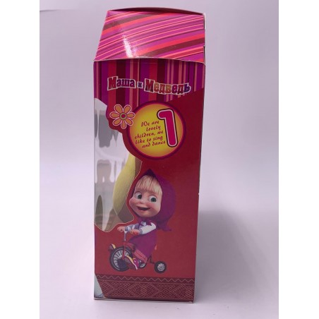 Jucarie Papusi Masha si Ursul, Masha cu Scufita rosie cu Buline Albe , Ursul, Plastic, 15 cm