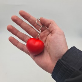 Антистрес ключодържател с пяна, форма сърце, червен