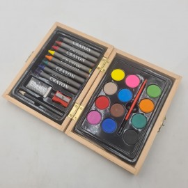 Akvarell, 12 szín, színes ceruzák, fából készült doboz, 16 cm, krém 2