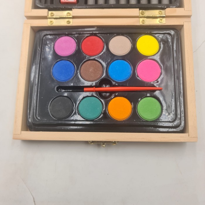           Acuarele, 12 Culori, Creioane Colorate, Cutie Lemn, 16 cm, Crem
         
