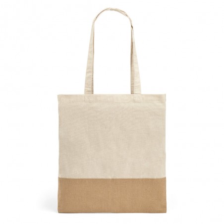 Sacosa din bumbac 100%, detalii iuta,  37 x 41 cm, manere 65 cm, gri