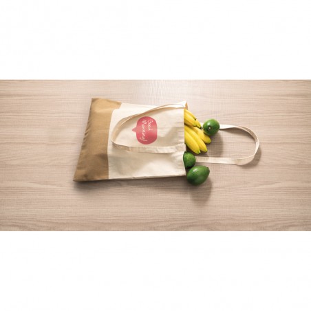 Sacosa din bumbac 100%, detalii iuta,  37 x 41 cm, manere 65 cm, gri