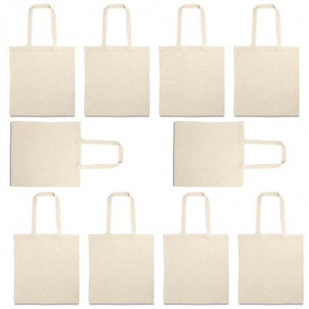 Set 10 bucati sacosa din bumbac 100%, 37 x 41 cm, manere 60 cm, gri