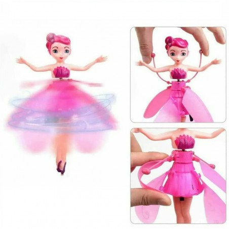 Летяща кукла Pixie, с крила, USB, ABS, 6+ години, Розова