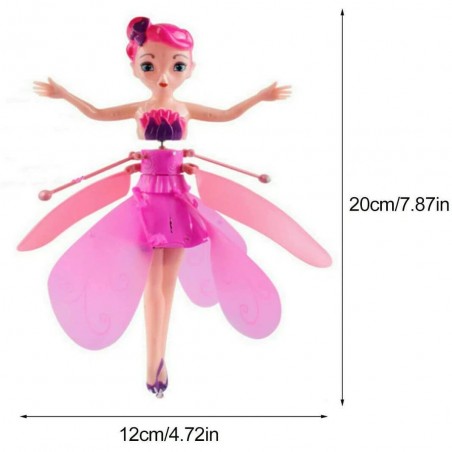Летяща кукла Pixie, с крила, USB, ABS, 6+ години, Розова