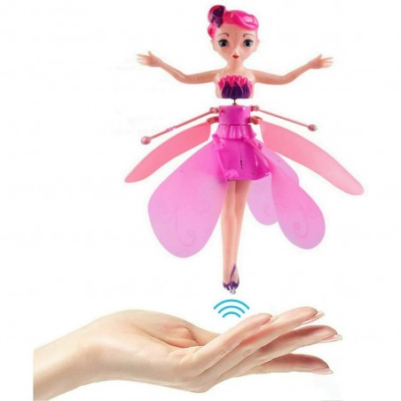 Летяща кукла Pixie, с крила, USB, ABS, 6+ години, Розова