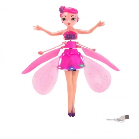 Летяща кукла Pixie, с крила, USB, ABS, 6+ години, Розова