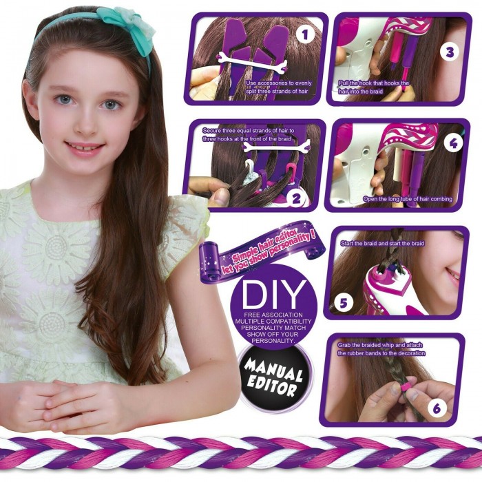            DIY interaktív játék lányoknak, hajfonó játék, copfok kiegészítőkkel
         
