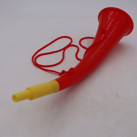 Goarna Curbata, Vuvuzela, Tip Corn, Pentru Petreceri, Evenimmente, Rosie, Varf Galben, 27 cm