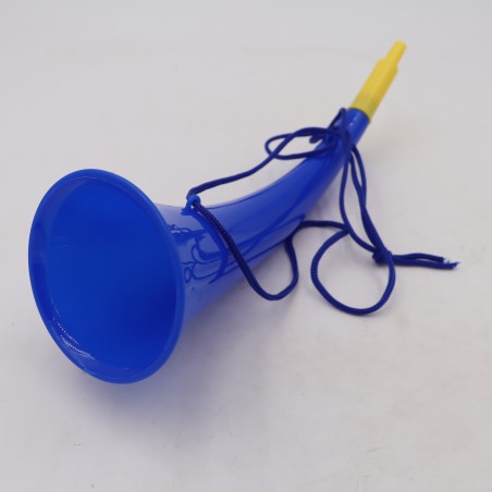 Goarna Curbata, Vuvuzela, Tip Corn, Pentru Petreceri, Evenimmente, Albastra, Varf Galben, 27 cm
