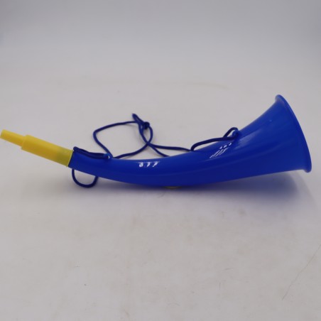 Goarna Curbata, Vuvuzela, Tip Corn, Pentru Petreceri, Evenimmente, Albastra, Varf Galben, 27 cm