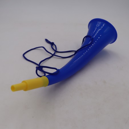 Goarna Curbata, Vuvuzela, Tip Corn, Pentru Petreceri, Evenimmente, Albastra, Varf Galben, 27 cm