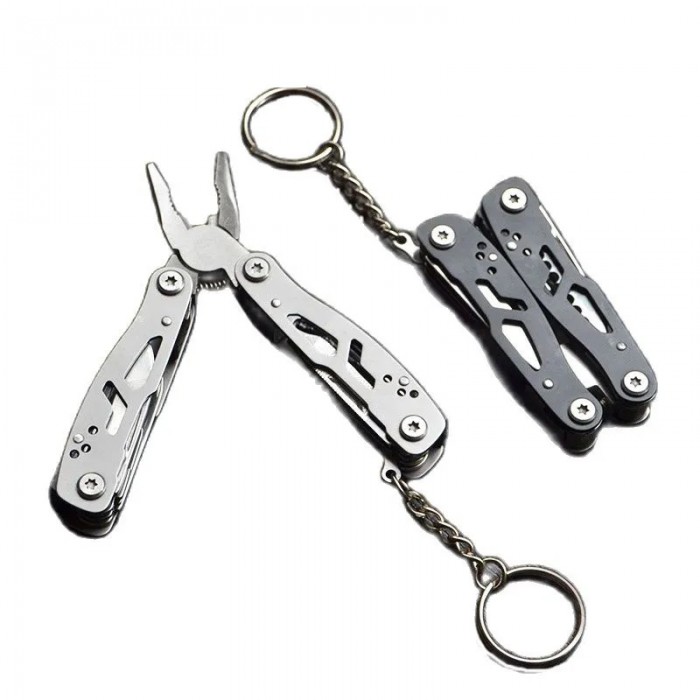 Cleste breloc multifunctional pliabil, 10 functii, gri