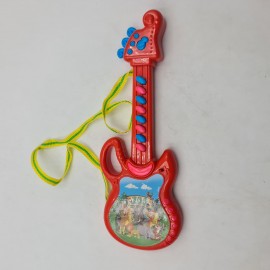 Játék gitár gyerekeknek nyakpánttal, hangokkal, 30 cm, piros 2
