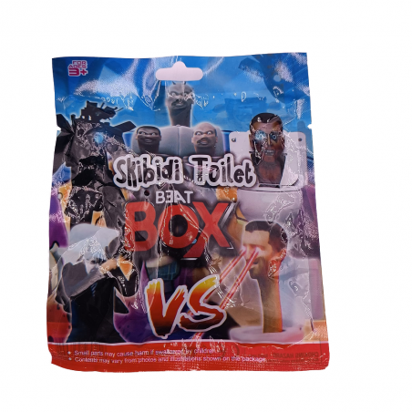 Plic Skibidi Toilet Beat Box, cu Figurina si Cartonase Surpriza, 9 cm