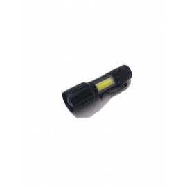 USB-ről tölthető zseblámpa, két LED-del, fekete, állítható, alumínium, 13x2.5x3.5 cm