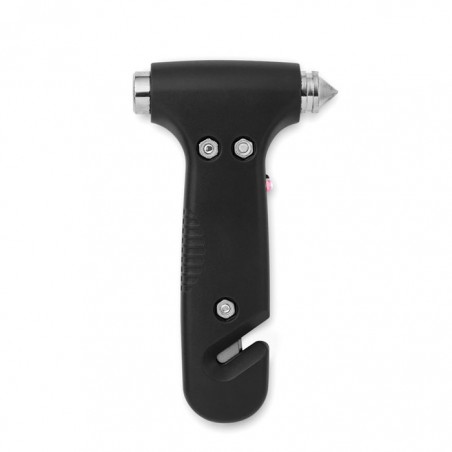 Ciocan de urgenta 3 in 1 din plastic ABS, cu taietor pentru centura de siguranta si lumina LED