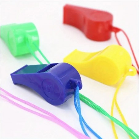 Set 5 fluiere cu snur arbitru, Plastic, Multicolor