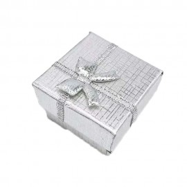 Кутия за подаръци с панделки, сива, 4 см x 4 см x 3 см
