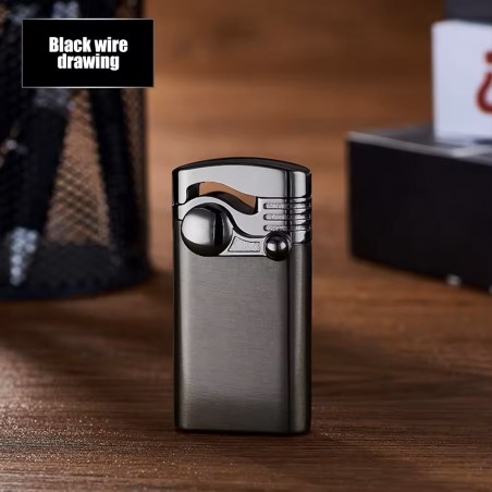 Bricheta metalica cu gaz, antivant, model flip, reincarcabila, gri, cutie