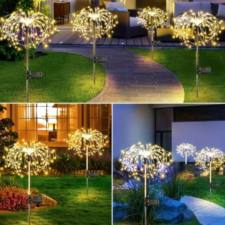 Set 2 Ghirlande Luminoase Solare, Pentru Gradina, Lumina Alba,70 cm
