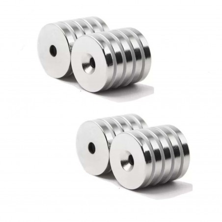 Set 20 magneti foarte puternic pentru surub, gri, disc, simplu, 15 mm X 4 mm