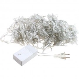 Коледна украса, модел пердета, 240 LED, 8 светлинни ефекта, бяла