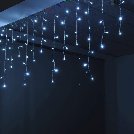 Коледна украса, модел пердета, 240 LED, 8 светлинни ефекта, бяла