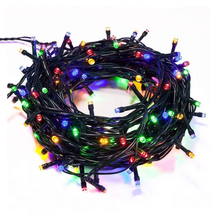            Karácsonyi fényfüzér, többszínű fények, 100 LED, zöld vezeték
         