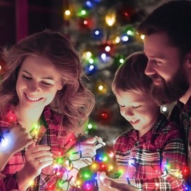 Karácsonyi fényfüzér, többszínű fények, 100 LED, zöld vezeték 2