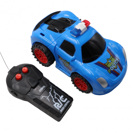 Rendőrautó Távirányítóval, Előre és Hátra, Forgás, 20 cm, Kék