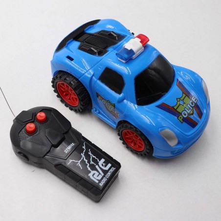 Rendőrautó Távirányítóval, Előre és Hátra, Forgás, 20 cm, Kék